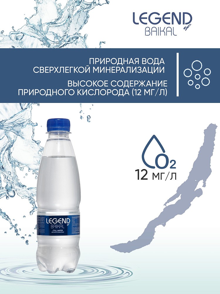 Вода питьевая природная &amp;quot;Legend of Baikal&amp;quot; негазированная, ПЭТ 0,33 л