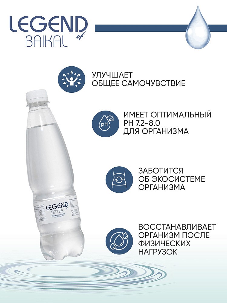 Вода питьевая природная &amp;quot;Legend of Baikal&amp;quot; газированная, ПЭТ 0,5 л.